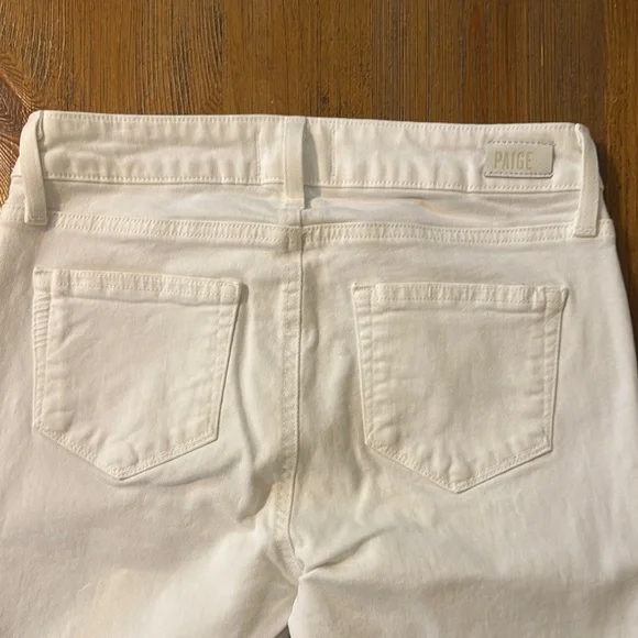 PAIGE White Skyline Ankle Peg Jeans With Distressed Hem Sz 26 - Picture 7 of 8